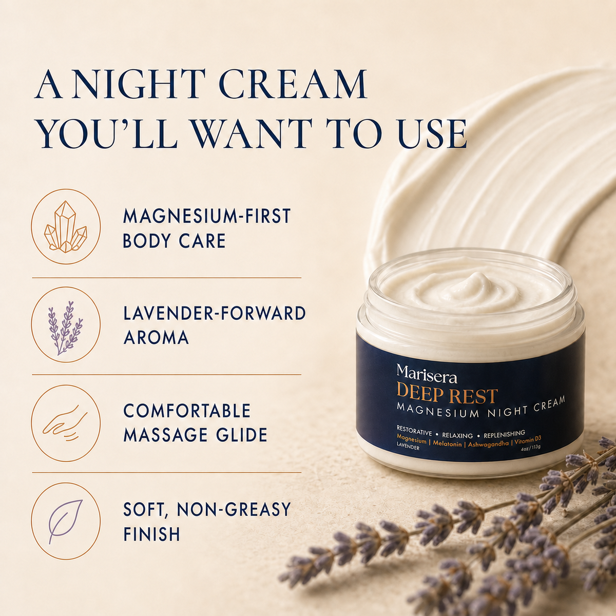Marisera Magnesium Night Cream (Deep Rest and Deep Calm)